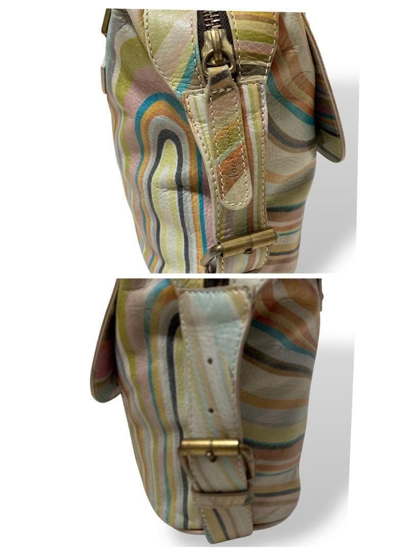 【美品】入手困難品　ポールスミス　マルチカラーボーダー柄　トートバッグ　レザー