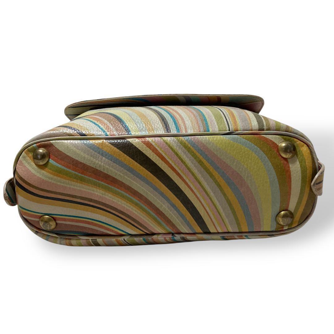 【美品】入手困難品　ポールスミス　マルチカラーボーダー柄　トートバッグ　レザー