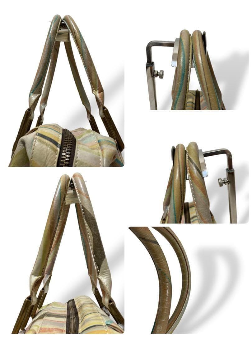 【美品】入手困難品　ポールスミス　マルチカラーボーダー柄　トートバッグ　レザー