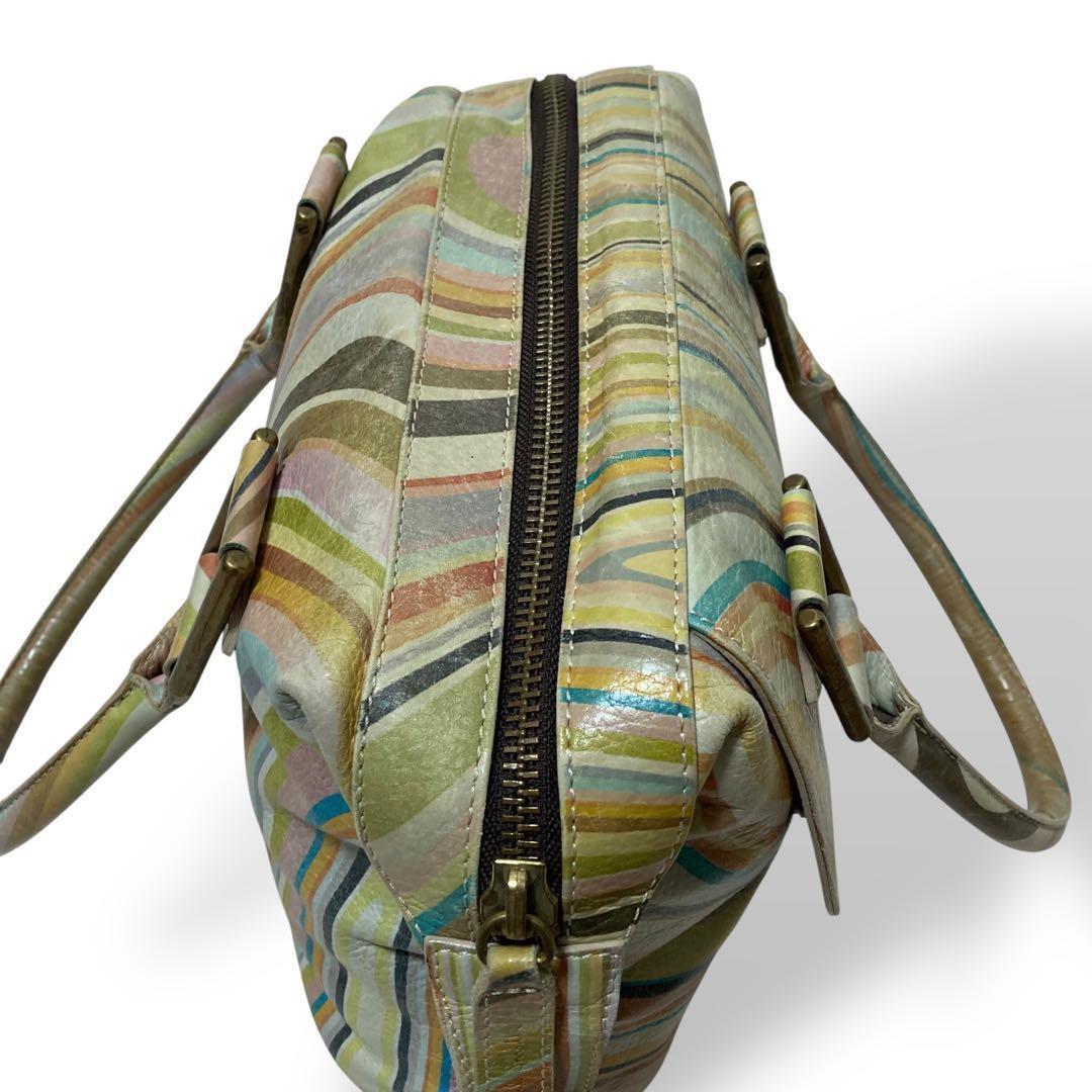 【美品】入手困難品　ポールスミス　マルチカラーボーダー柄　トートバッグ　レザー