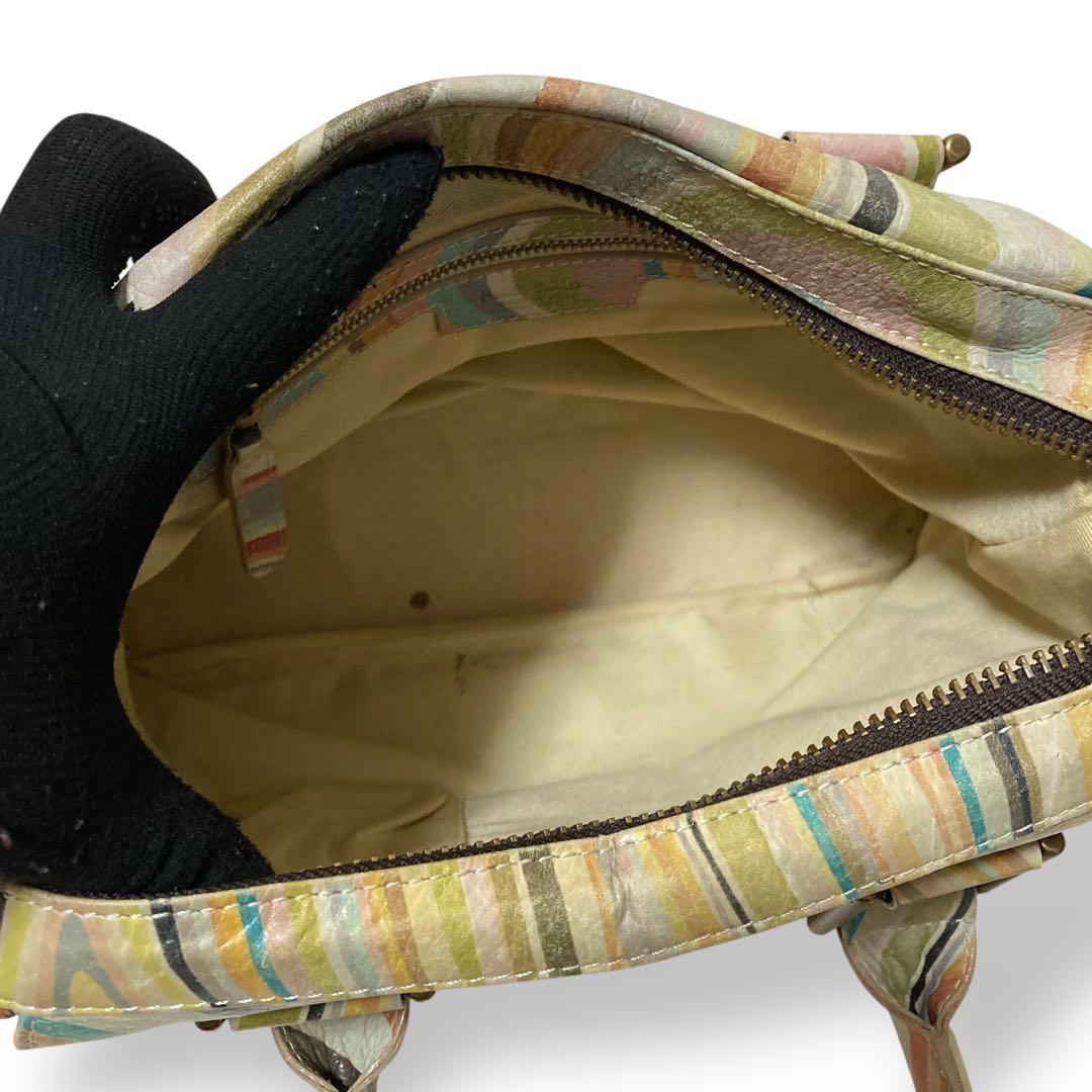 【美品】入手困難品　ポールスミス　マルチカラーボーダー柄　トートバッグ　レザー