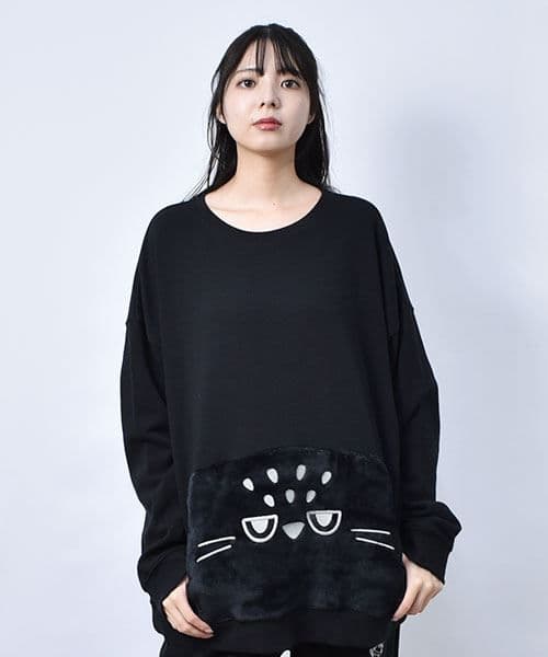 マヌル　ブラック スウェット フリーサイズ