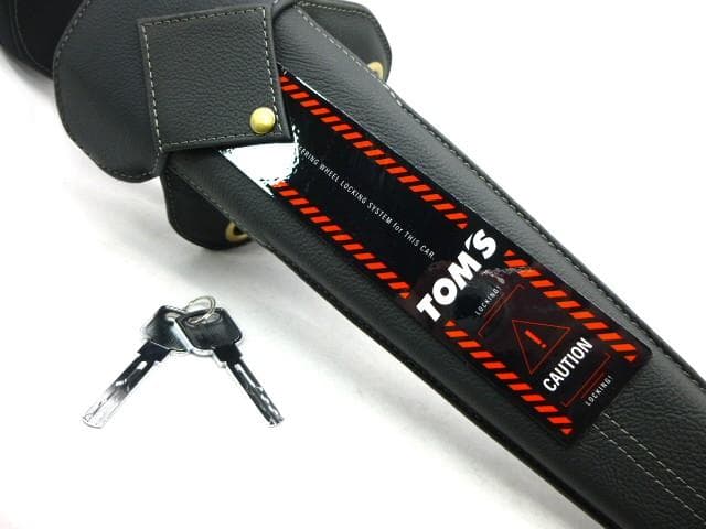 トムス ステアリングロック ハンドル固定 黒革 TOM'S ハンドルロック
