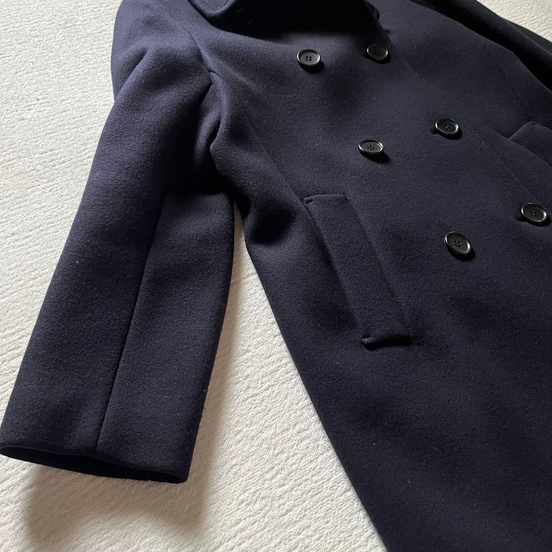 極美品 スピックアンドスパン ウール ピーコート 紺 38 ダブルブレスト