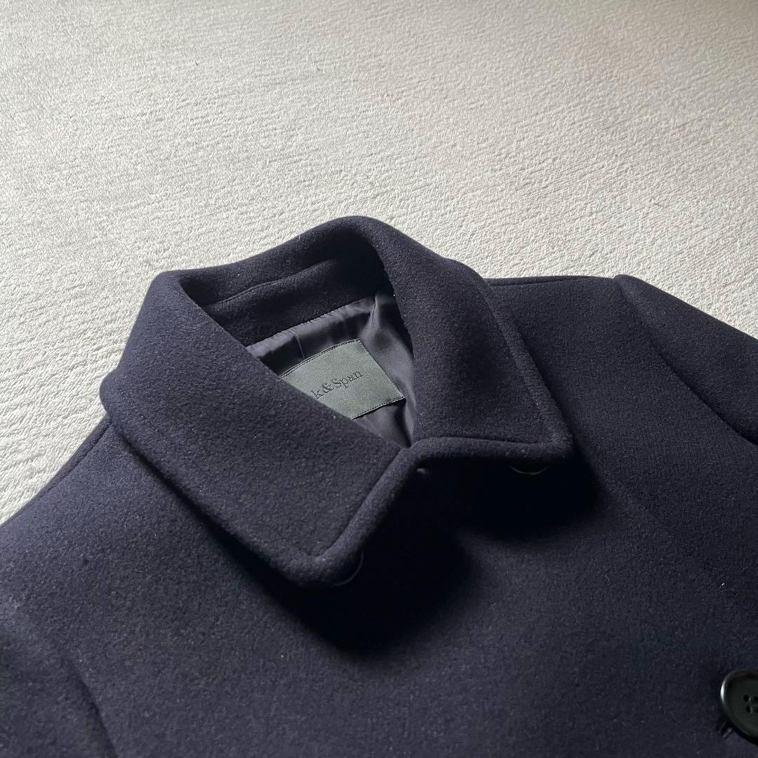 極美品 スピックアンドスパン ウール ピーコート 紺 38 ダブルブレスト