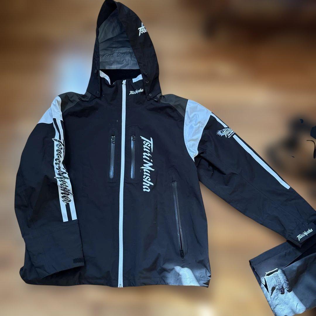 使用感少ない　釣武者　3レイヤー　サプトルストレッチレインスーツ　サンライン