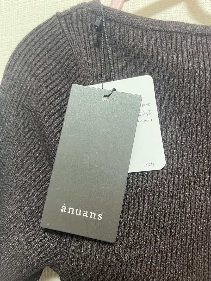 新品タグ付 anuans ボートネックイレギュラーヘムドッキングニットワンピース