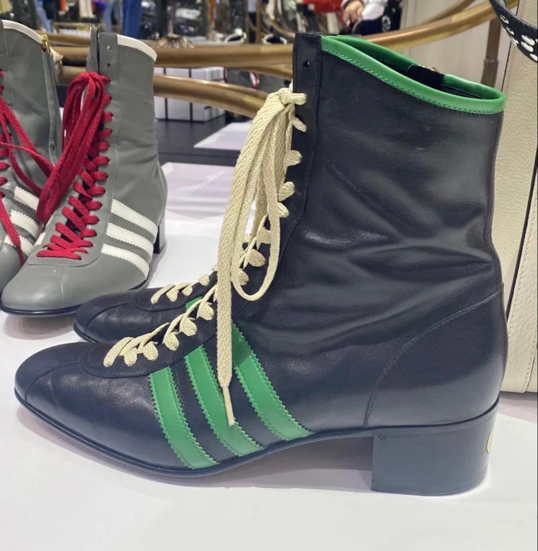 靴 GUCCI x Adidas 3 Stripe Leather HeelBoot