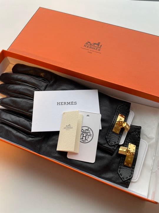 Hermès グローブ SOYA ゴールド金具
