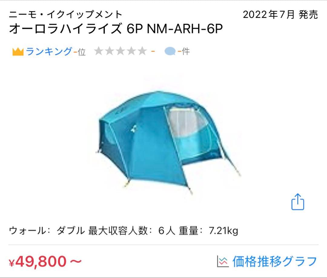 新品 NEMO ニーモ ・テント オーロラ ハイライズ NM-ARH-6P