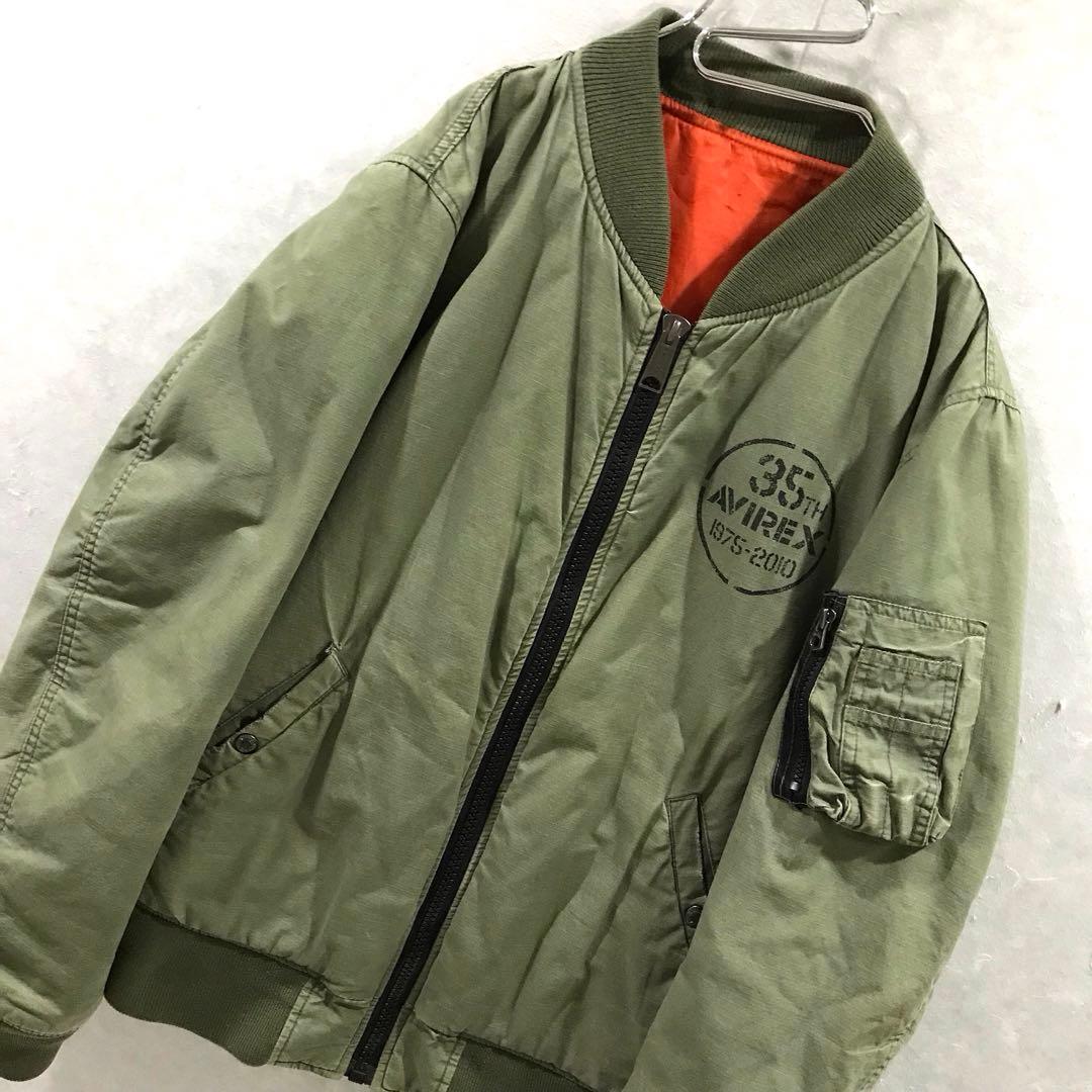 ＡＶＩＲＥＸ ３５周年モデル ＭＡ-1 フライトジャケット レア カーキ Ｌ