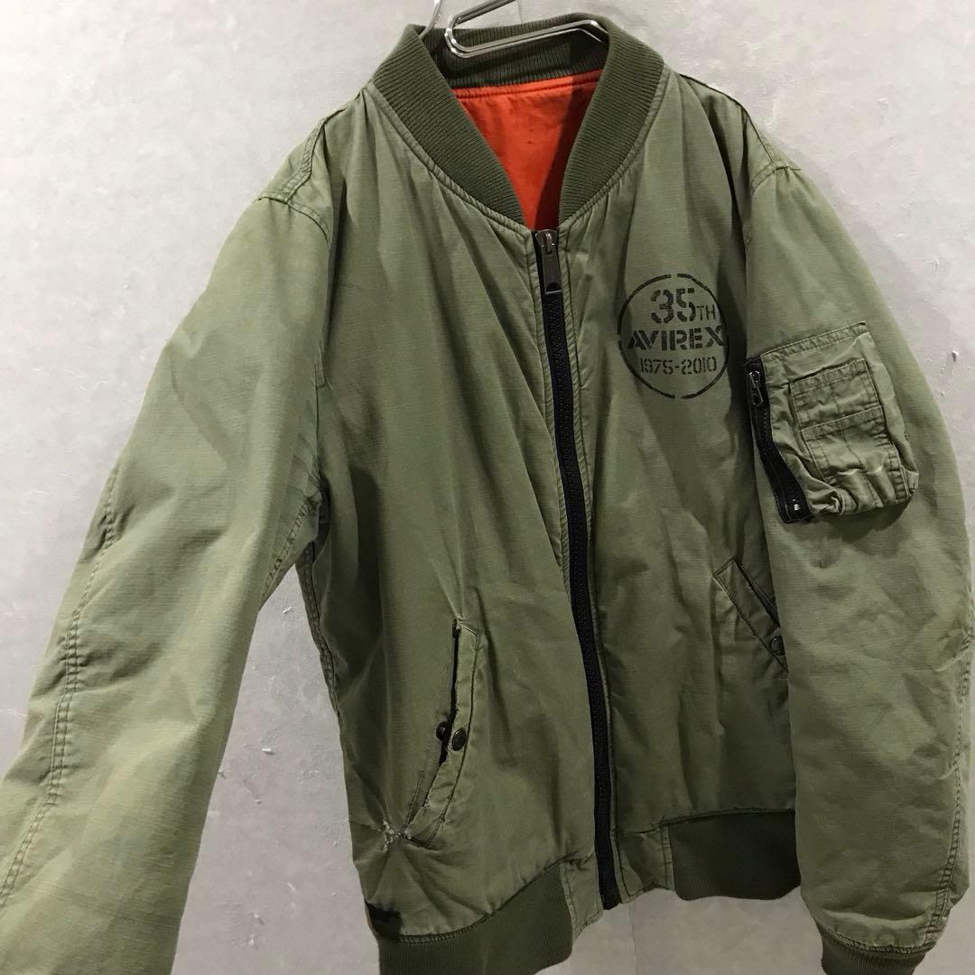 ＡＶＩＲＥＸ ３５周年モデル ＭＡ-1 フライトジャケット レア カーキ Ｌ
