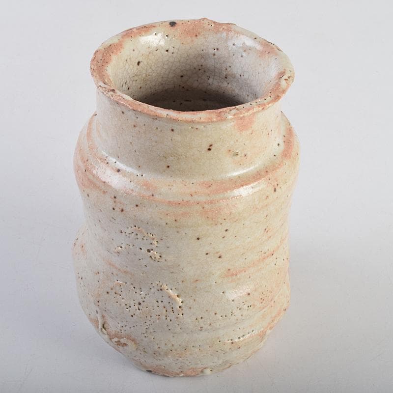 瀬戸焼　加藤重高作　志野花生　共箱　C　R9115