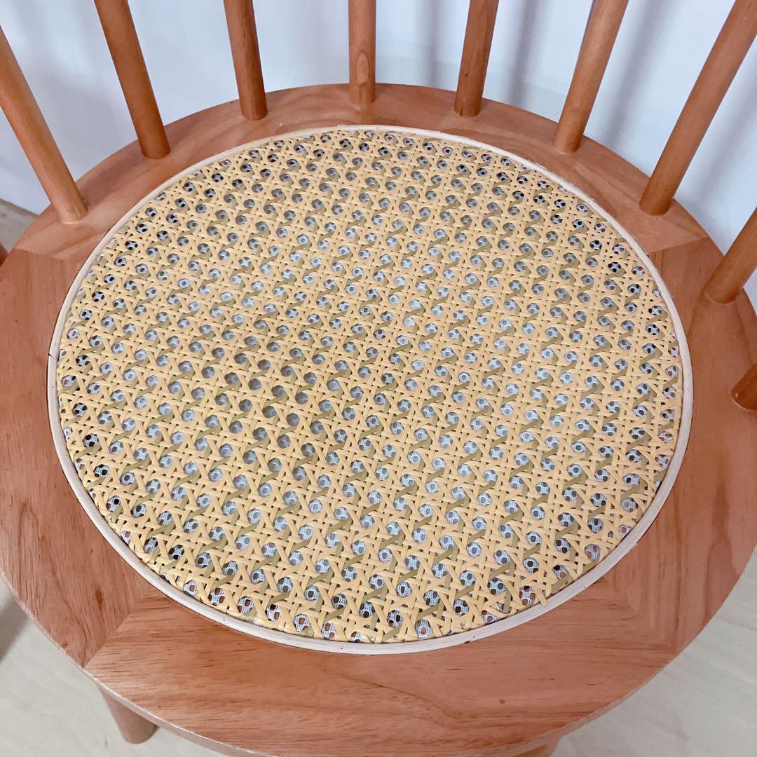 ラタン　ダイニングチェア　2脚セット　座面　籐中空シート　アームレスチェア