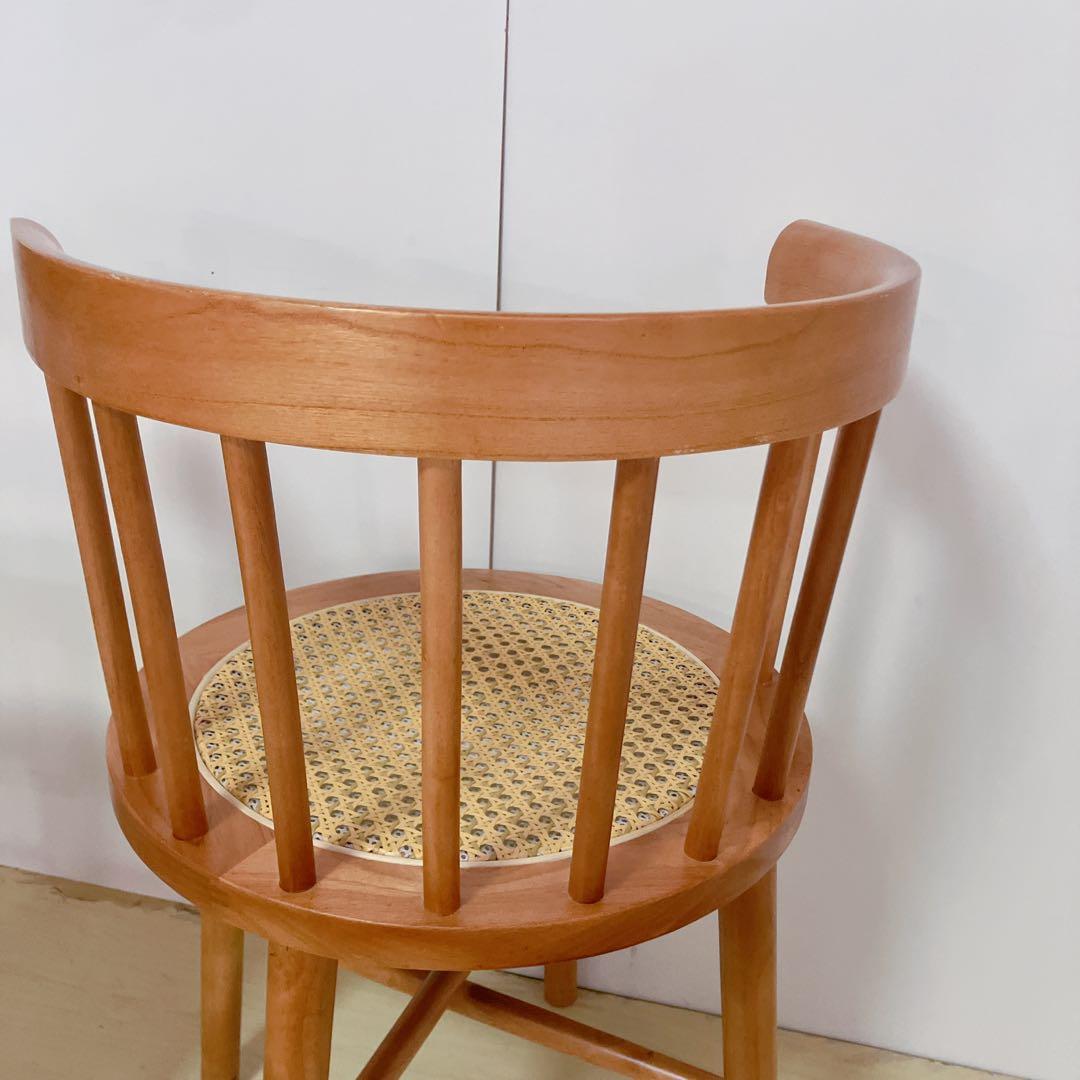 ラタン　ダイニングチェア　2脚セット　座面　籐中空シート　アームレスチェア