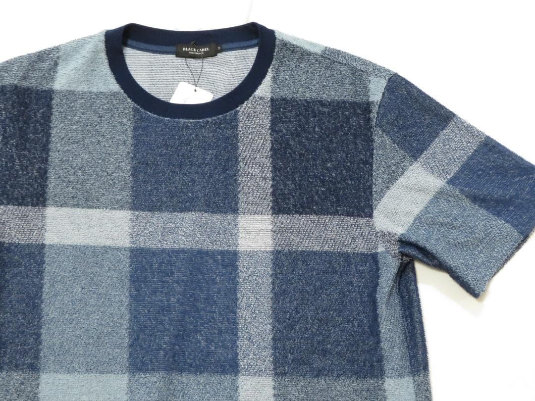 ブラックレーベルクレストブリッジ　半袖チェックカットソー　Mサイズ 　青系