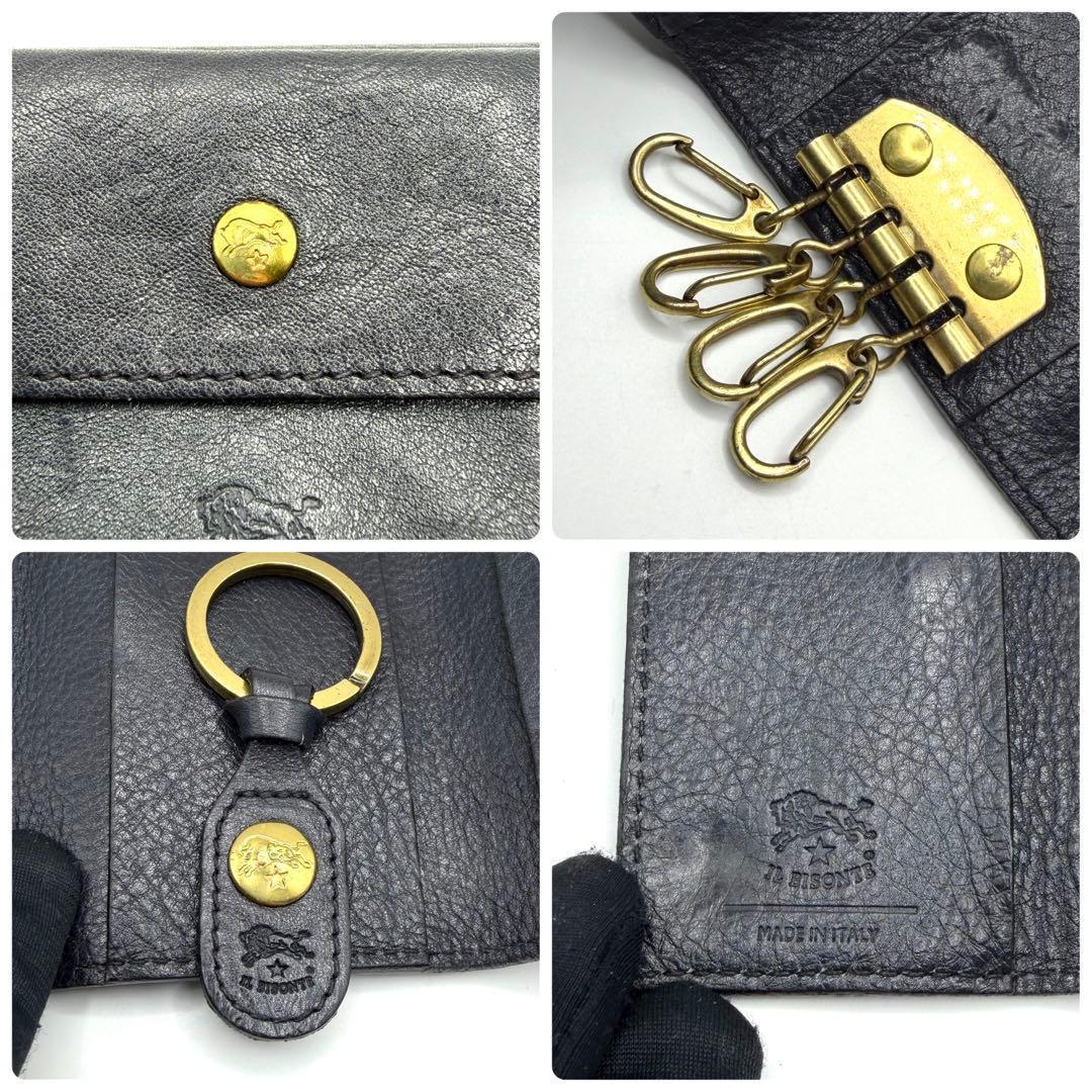 IL BISONTE キーケース　キーリンク付き　本革　レザー　ダークネイビー