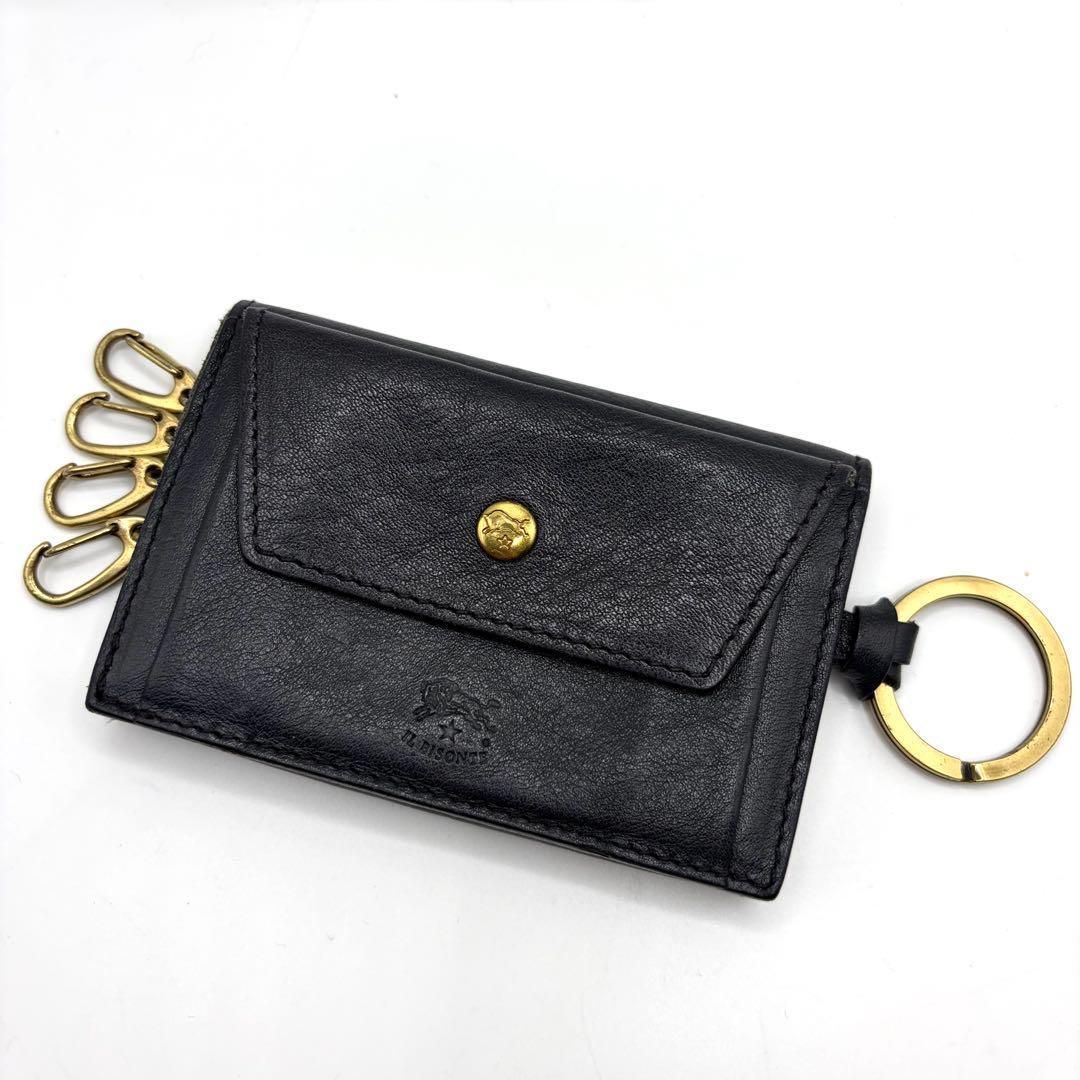 IL BISONTE キーケース　キーリンク付き　本革　レザー　ダークネイビー