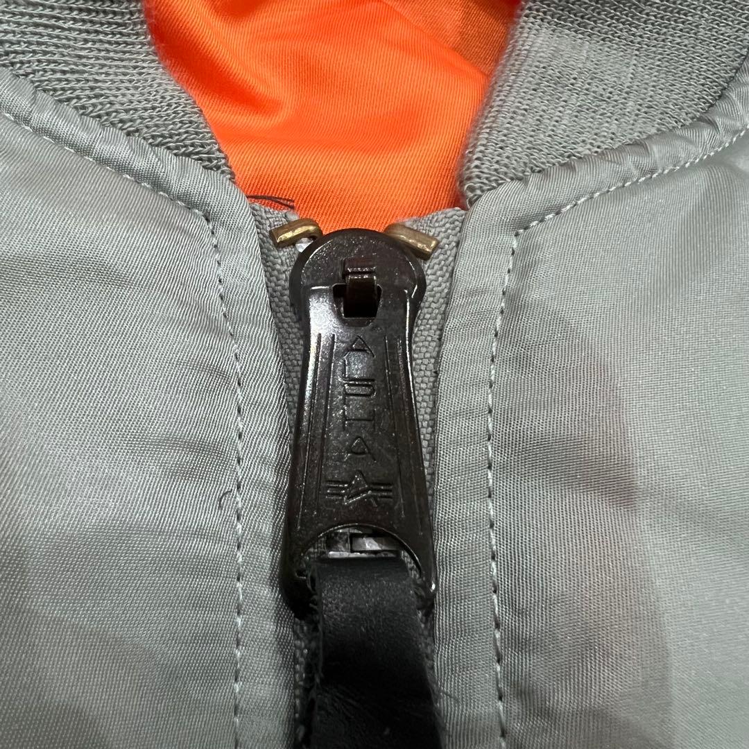 シルバー　MA-1 フライトジャケット　【美品】ALPHA 短丈　XL