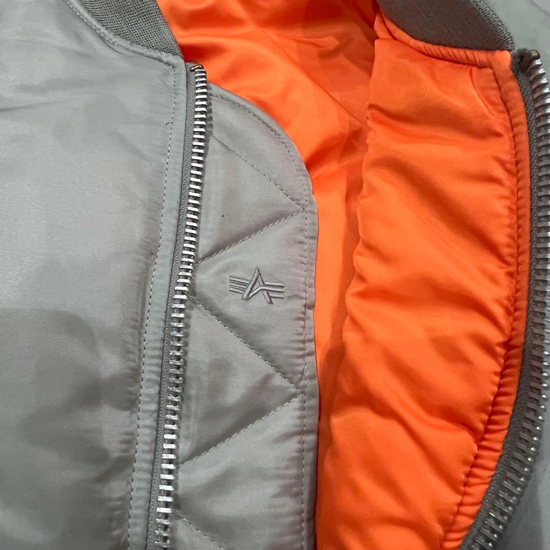 シルバー　MA-1 フライトジャケット　【美品】ALPHA 短丈　XL