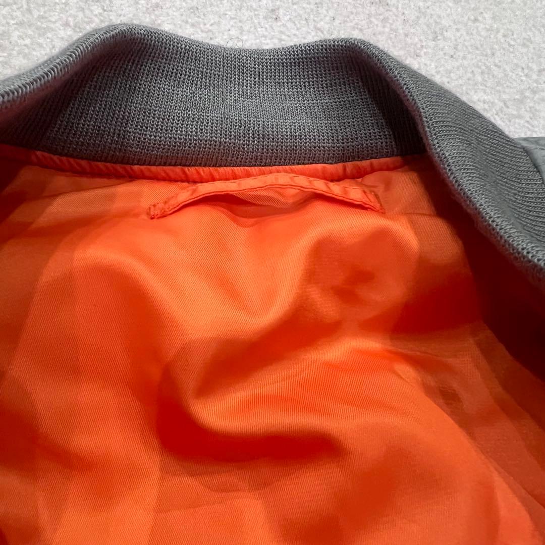 シルバー　MA-1 フライトジャケット　【美品】ALPHA 短丈　XL