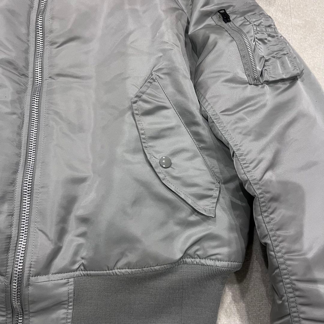 シルバー　MA-1 フライトジャケット　【美品】ALPHA 短丈　XL