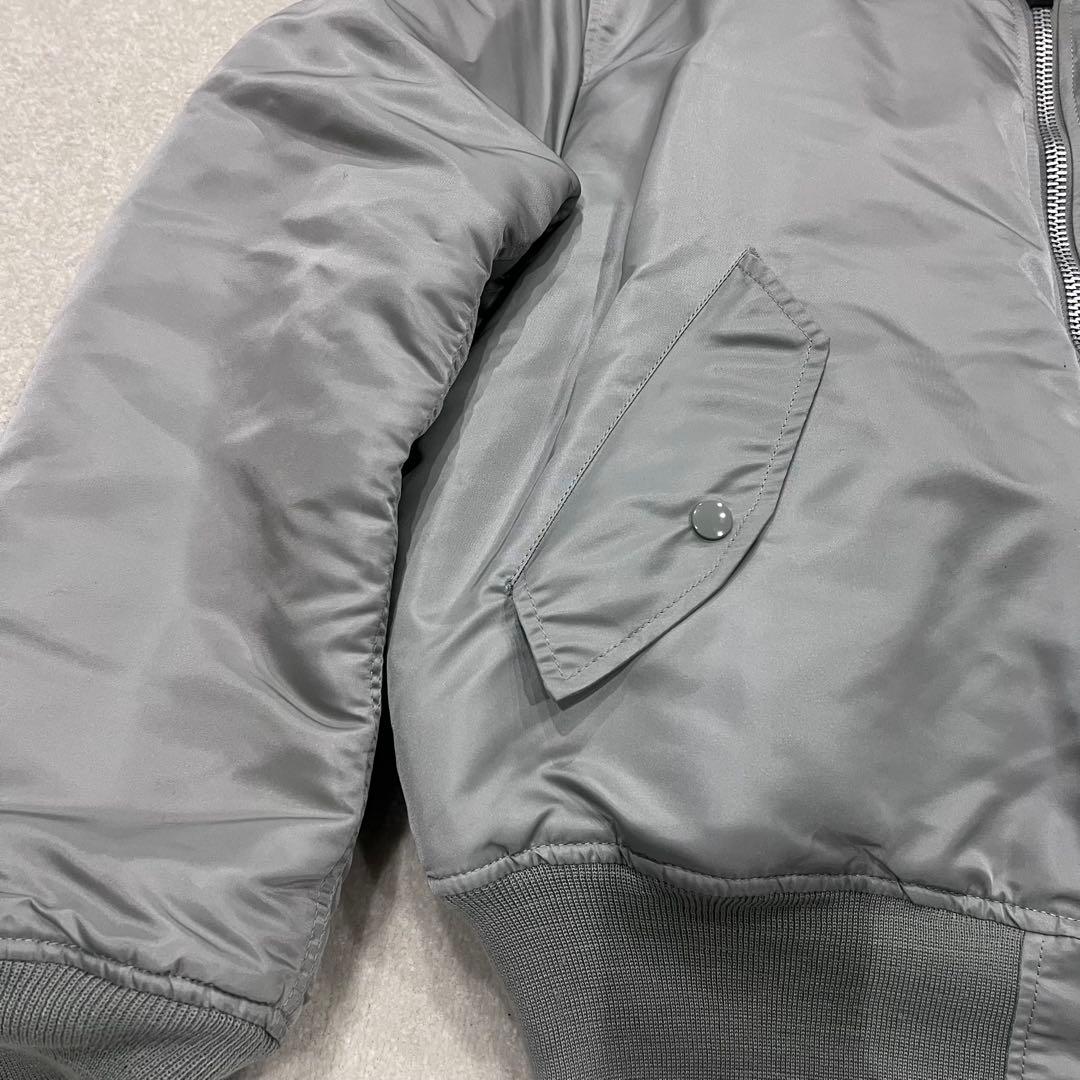 シルバー　MA-1 フライトジャケット　【美品】ALPHA 短丈　XL