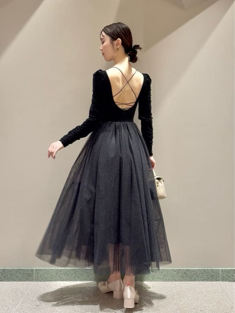 【N】 SNIDEL Chacottコラボ　ベロアチュールワンピース