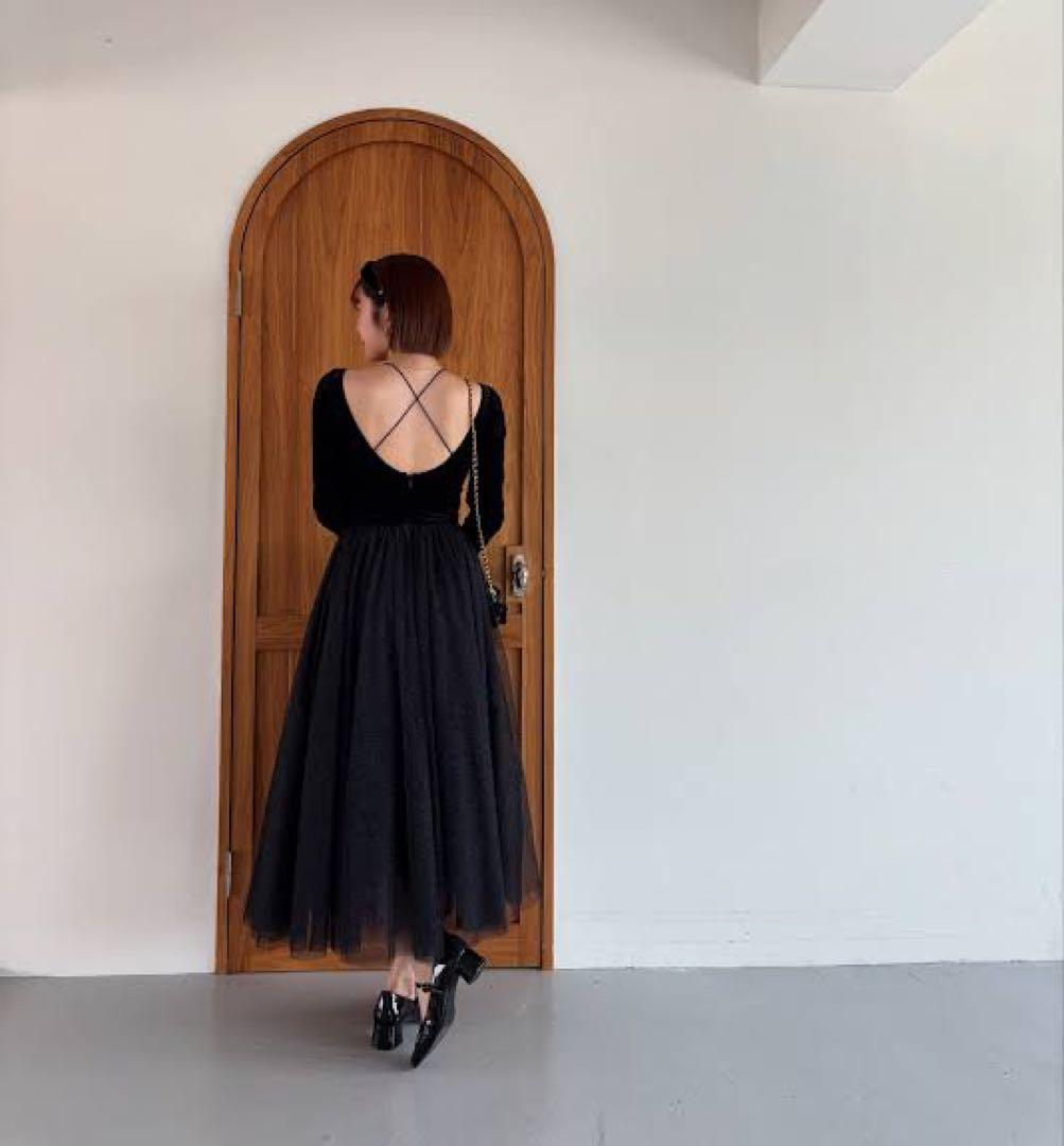 【N】 SNIDEL Chacottコラボ　ベロアチュールワンピース