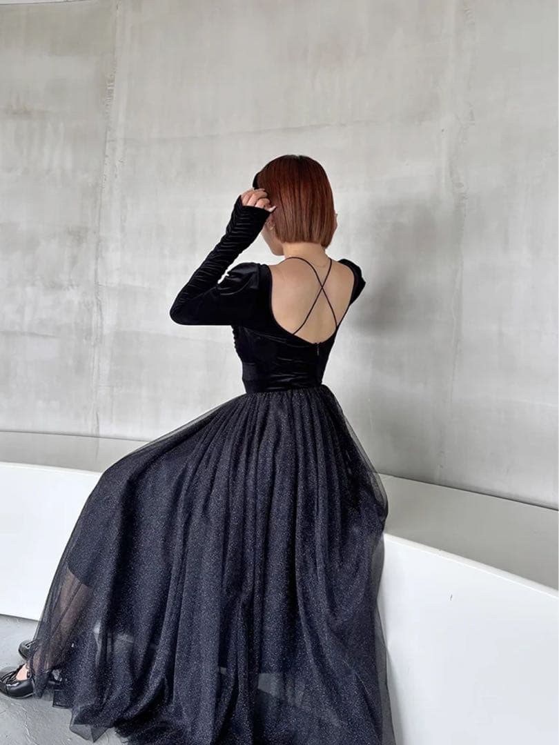 【N】 SNIDEL Chacottコラボ　ベロアチュールワンピース