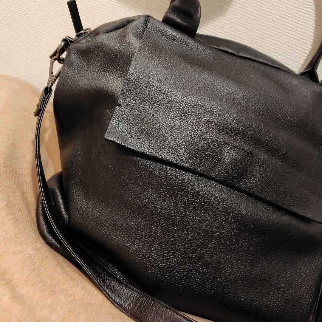 パピヨネ　ear PAPILLONNER　レザーフラップ2WAYバッグ　L　黒