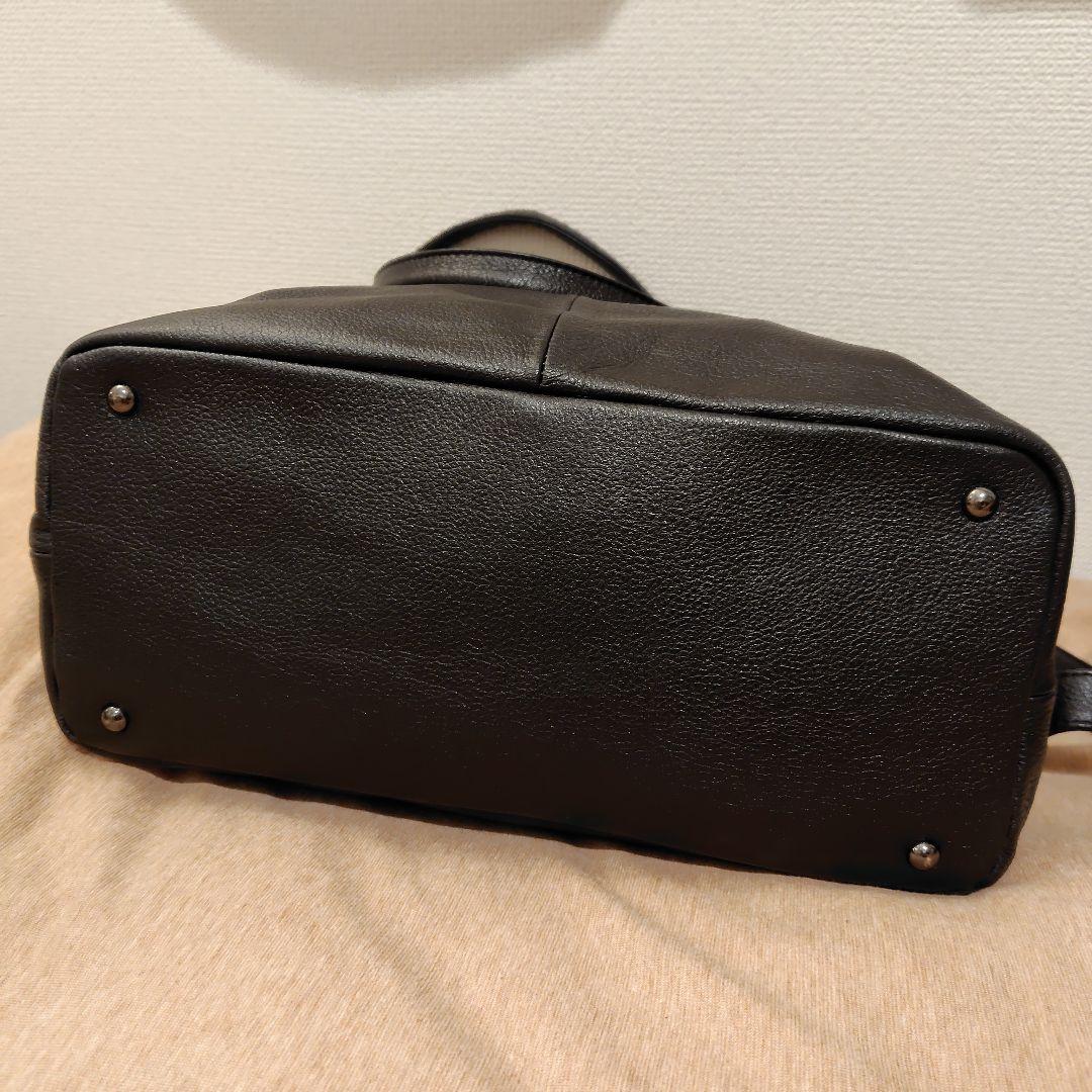 パピヨネ　ear PAPILLONNER　レザーフラップ2WAYバッグ　L　黒