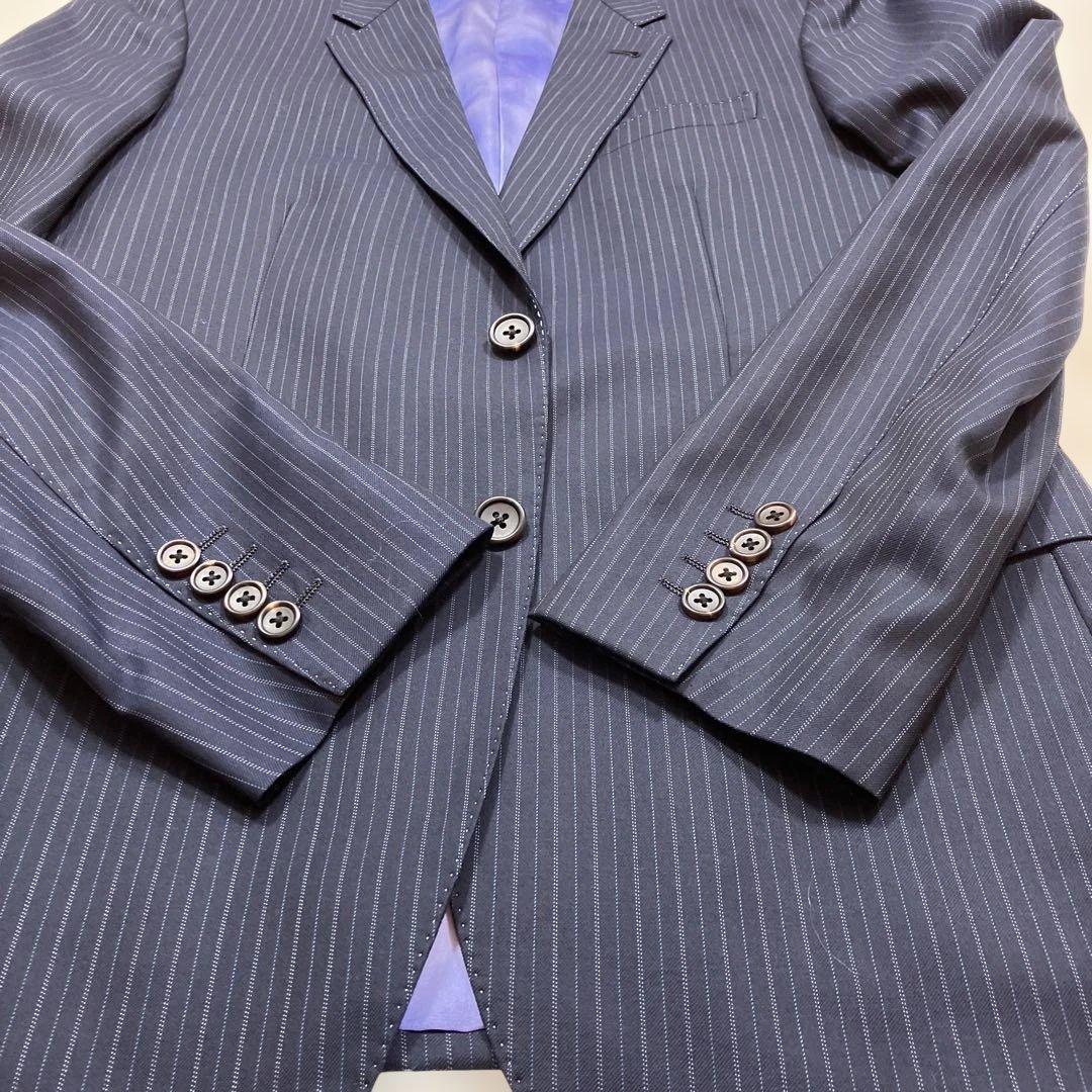 極美品 ポールスミスコレクション スーツセットアップ 裏地総柄シルク混 紺 L