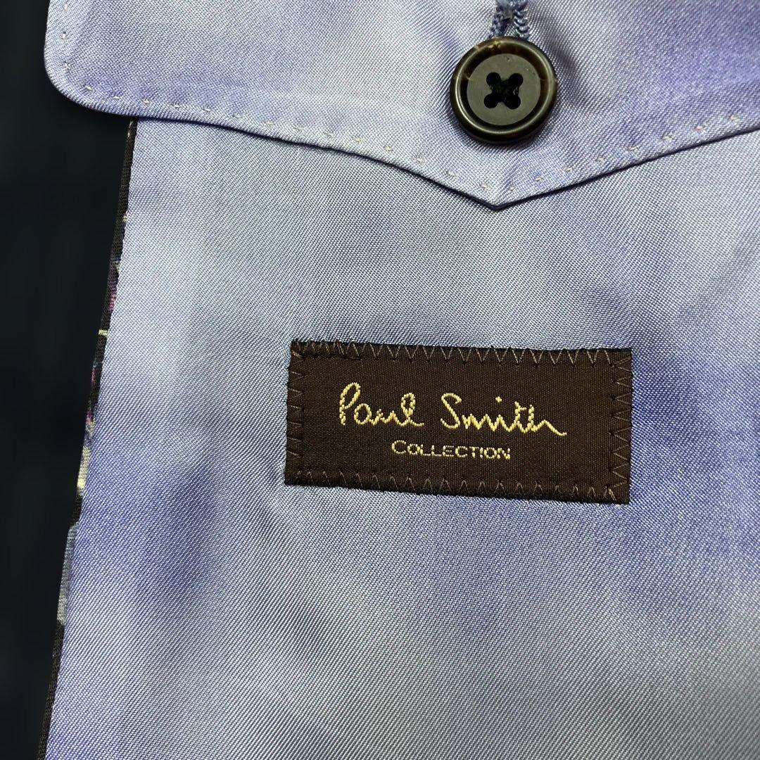 極美品 ポールスミスコレクション スーツセットアップ 裏地総柄シルク混 紺 L