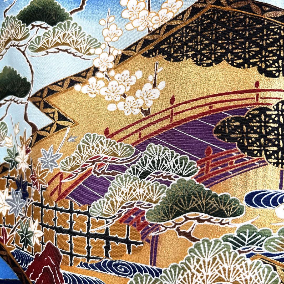 美品　七五三　５歳男の子　羽織　はおり　紺　兜　かぶと　化繊　5056