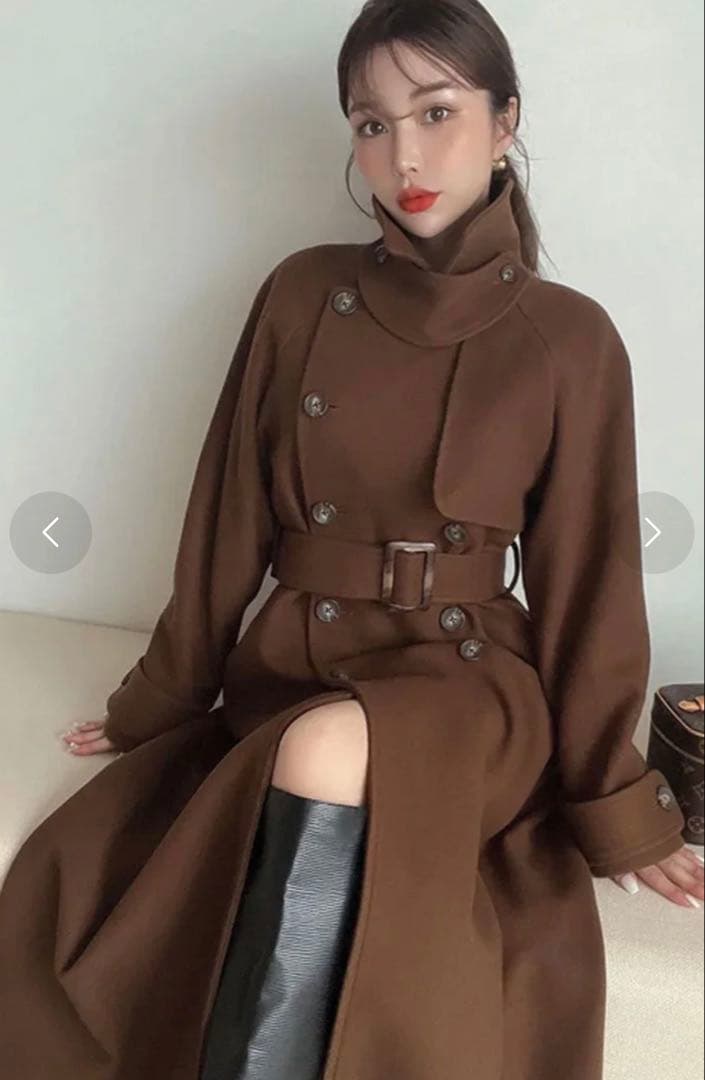 eimy istoire ベルテッドウールトレンチコート　エイミー　ロングコート