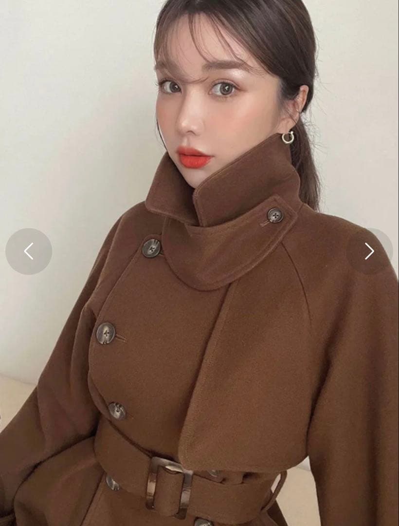 eimy istoire ベルテッドウールトレンチコート　エイミー　ロングコート