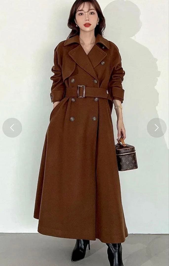 eimy istoire ベルテッドウールトレンチコート　エイミー　ロングコート