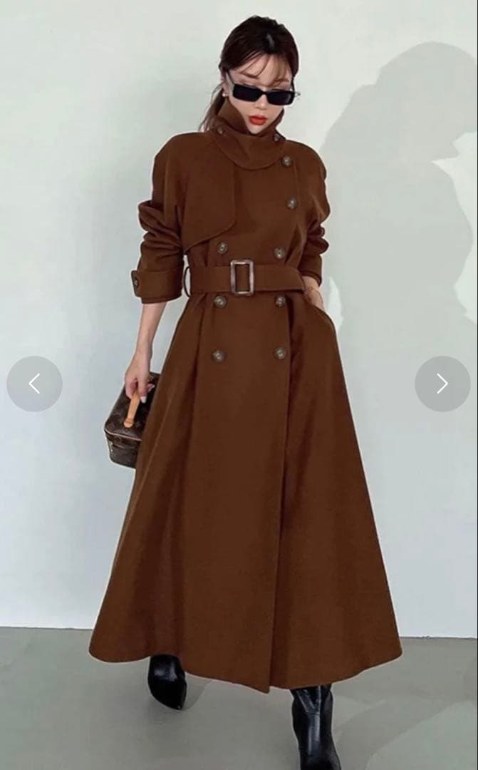 eimy istoire ベルテッドウールトレンチコート　エイミー　ロングコート