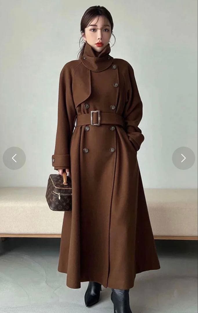 eimy istoire ベルテッドウールトレンチコート　エイミー　ロングコート