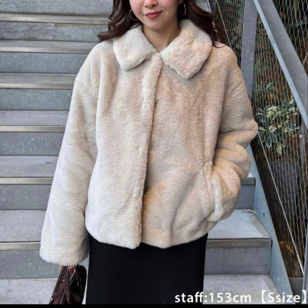 DISCOAT ファージャケット ライトグレー　ショート　S