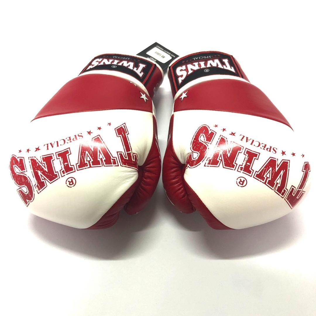 新品 正規 TWINS 本格ボクシンググローブ 赤白スター /ムエタイ/本革製