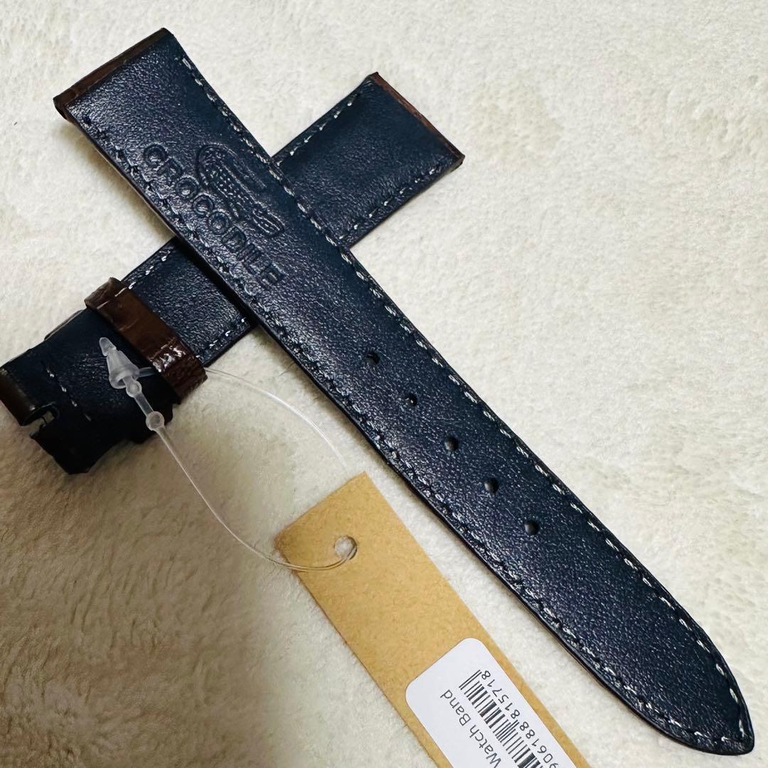 2421#19mm-16mmダークブラウン★本物クロコダイル腕時計用ベルト