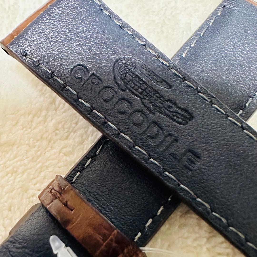 2421#19mm-16mmダークブラウン★本物クロコダイル腕時計用ベルト