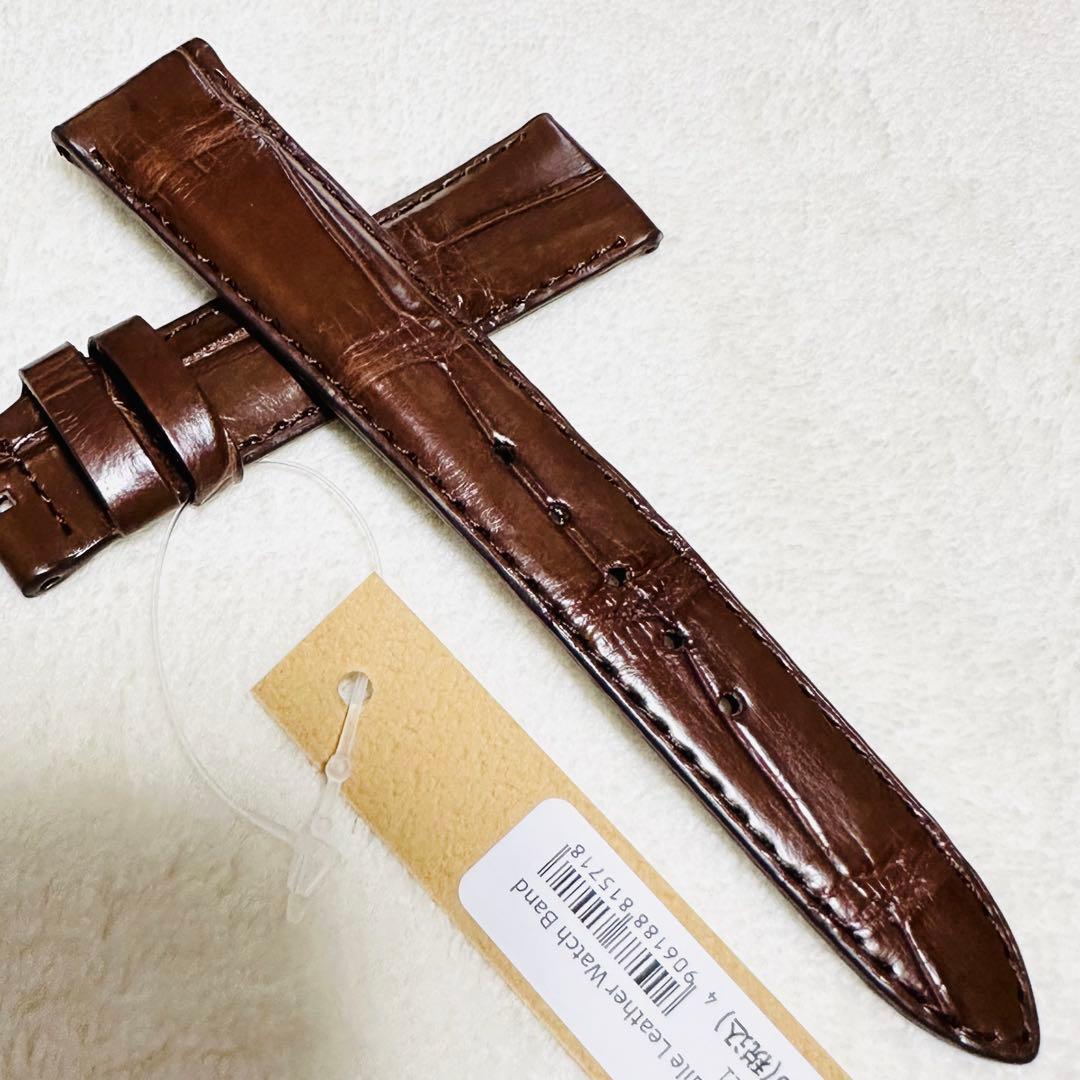2421#19mm-16mmダークブラウン★本物クロコダイル腕時計用ベルト