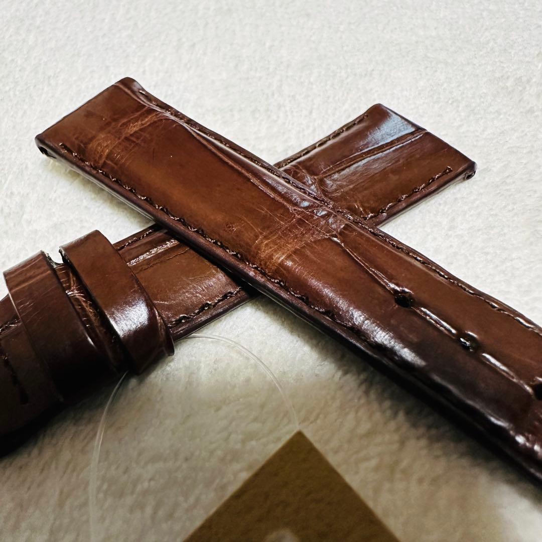 2421#19mm-16mmダークブラウン★本物クロコダイル腕時計用ベルト