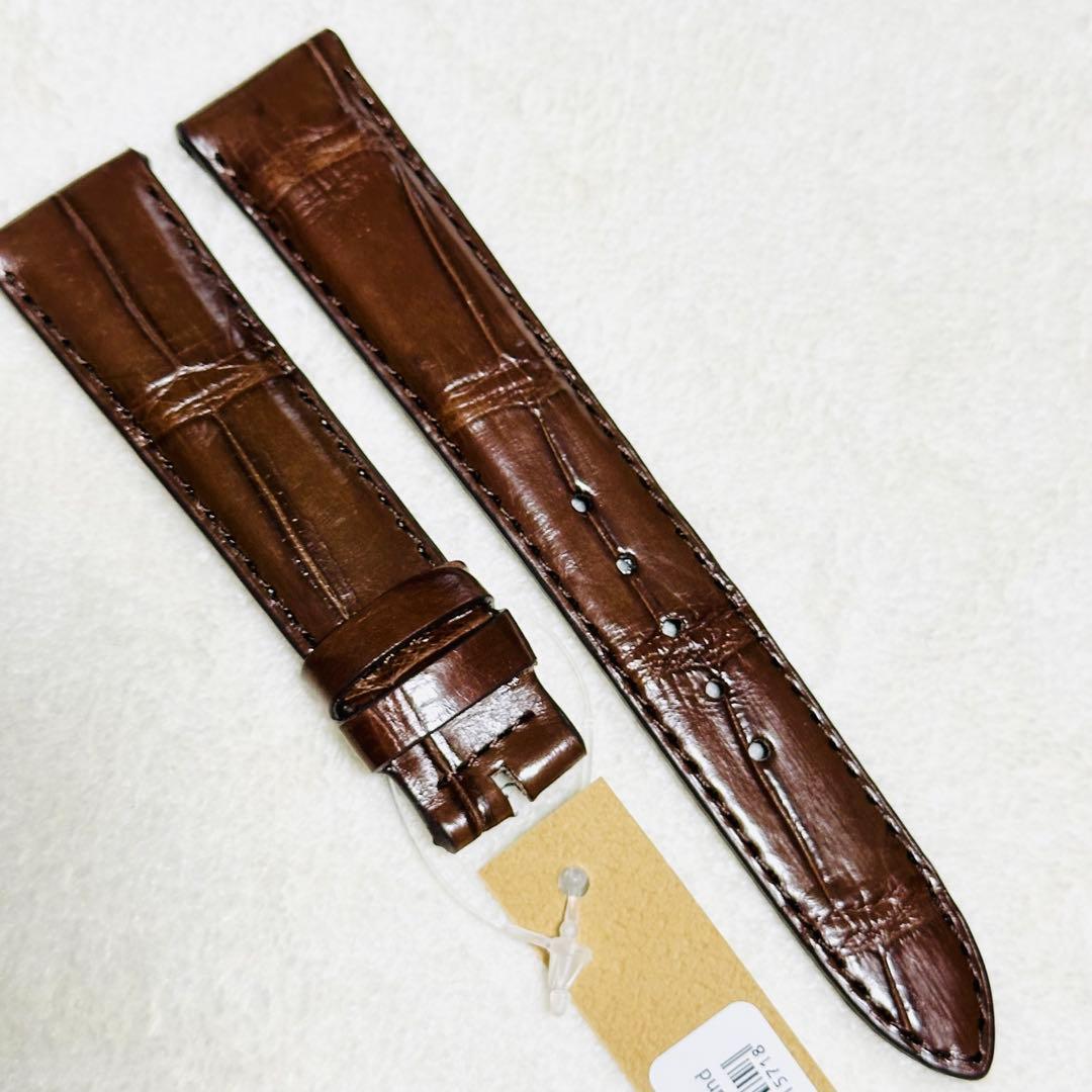 2421#19mm-16mmダークブラウン★本物クロコダイル腕時計用ベルト
