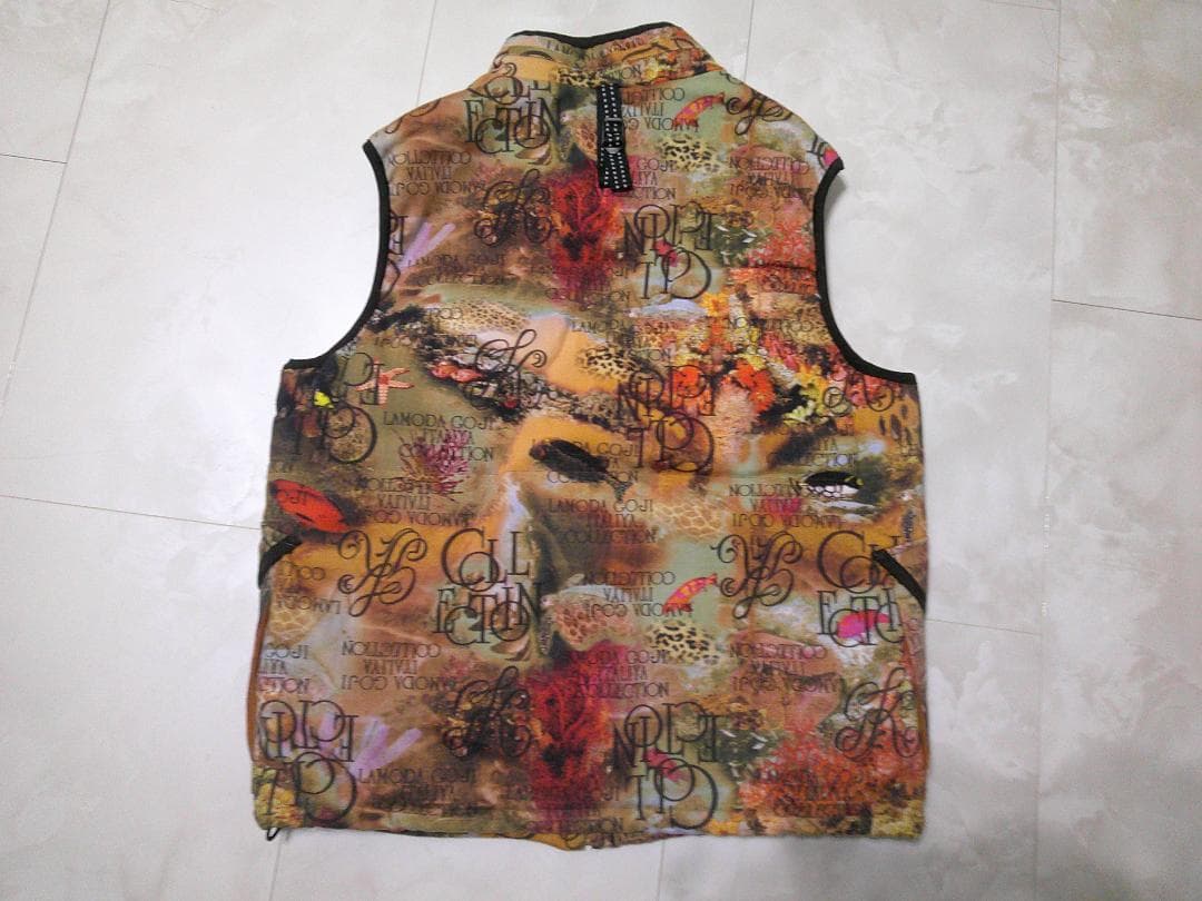 伊太利屋 ベスト 11号 綿ベスト Mサイズ 防寒 ジップベスト 総柄