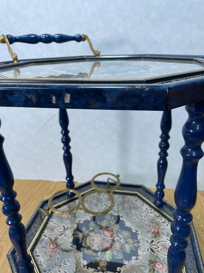 K♢1093 アンティーク　イタリア製 　象嵌キッチンワゴン