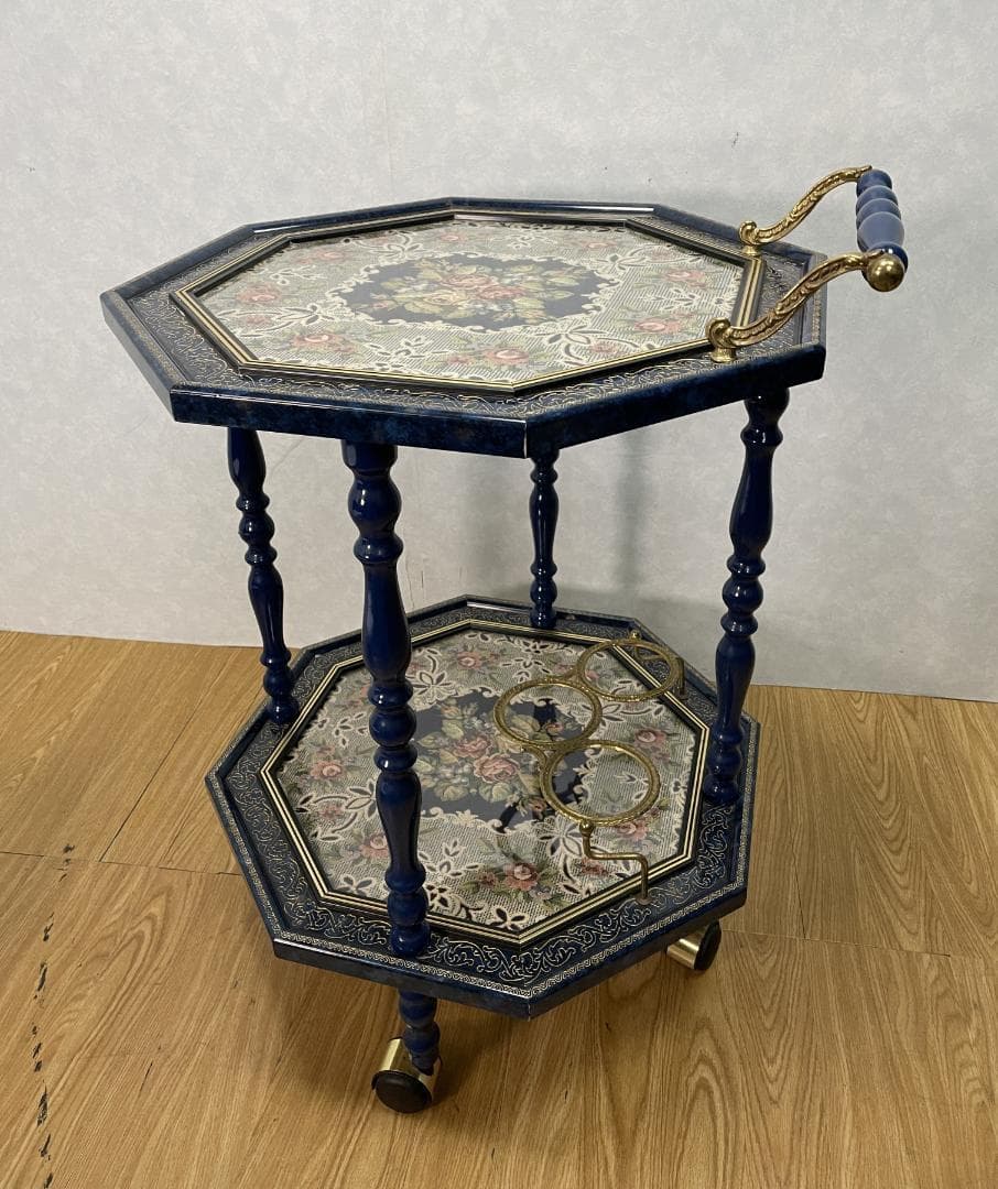 K♢1093 アンティーク　イタリア製 　象嵌キッチンワゴン